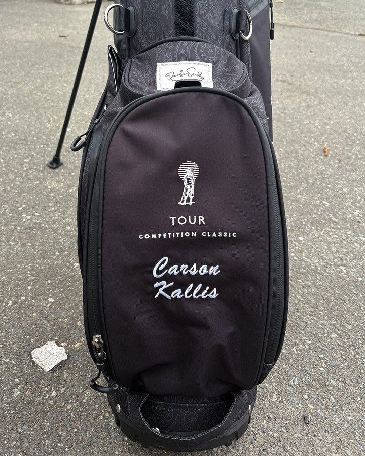 Pacific Sunday Competition Classic Black Golf Bag. 100% waterproof and premium quality golf bag with custom name embroidery.