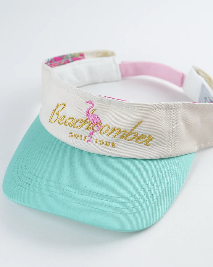Pacific Sunday Tour Beachcomber Teal &amp; Pink Golf Visor