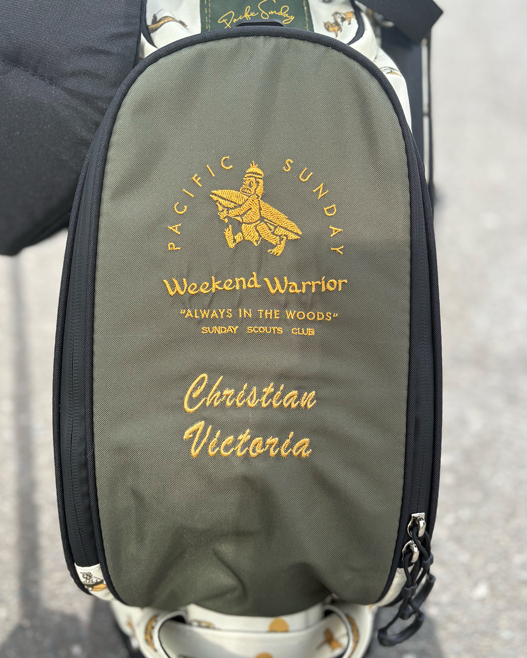 Pacific Sunday Weekend Warrior Golf Bag. 100% waterproof and premium quality golf bag with custom name embroidery.