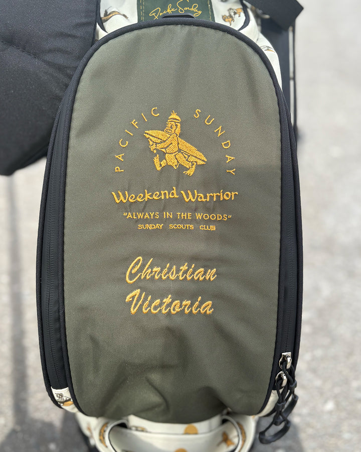 Pacific Sunday Weekend Warrior Golf Bag. 100% waterproof and premium quality golf bag with custom name embroidery.
